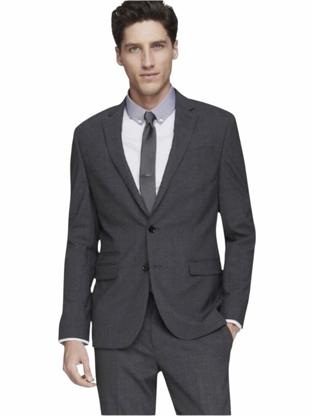 Express Charcoal Gray Photographer Fitted Blazer Jacket - Size 40R